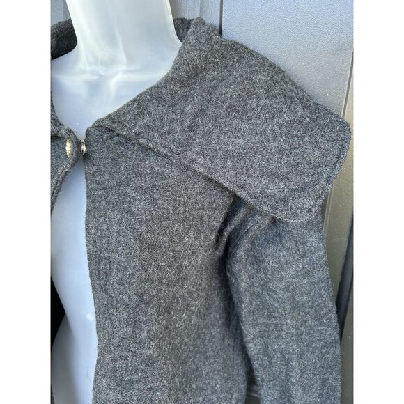 Tinu & Stu 100% Wool Shawl Collar Wrap Sweater Women's Size Large Metallic Trim - Picture 6 of 11